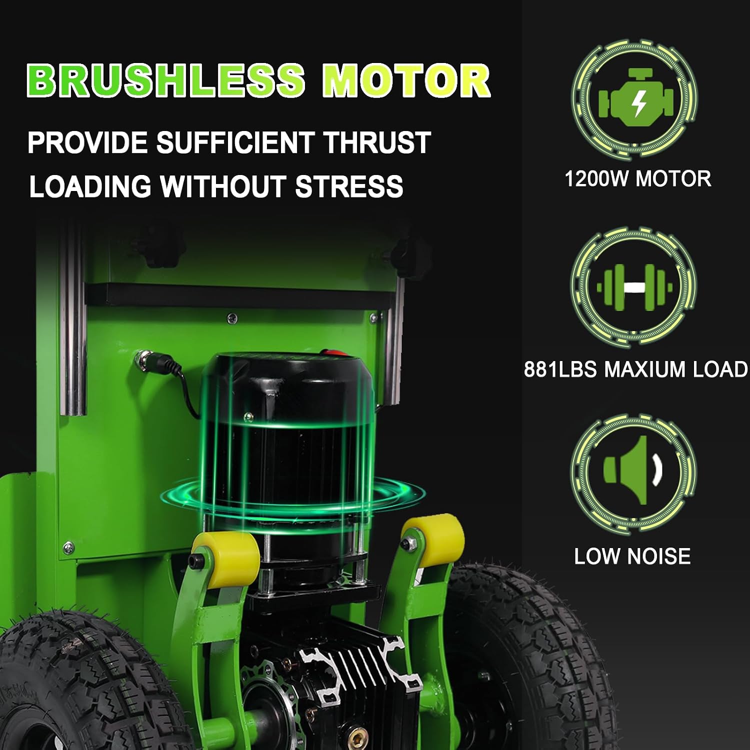 1500W Electric Stair-Climbing Hand Truck | 900lbs Heavy-Duty Load | 3-Mode Folding & Telescopic Handle | Furniture Mover w/Stair-Climber Tech (Green, 1 Battery)