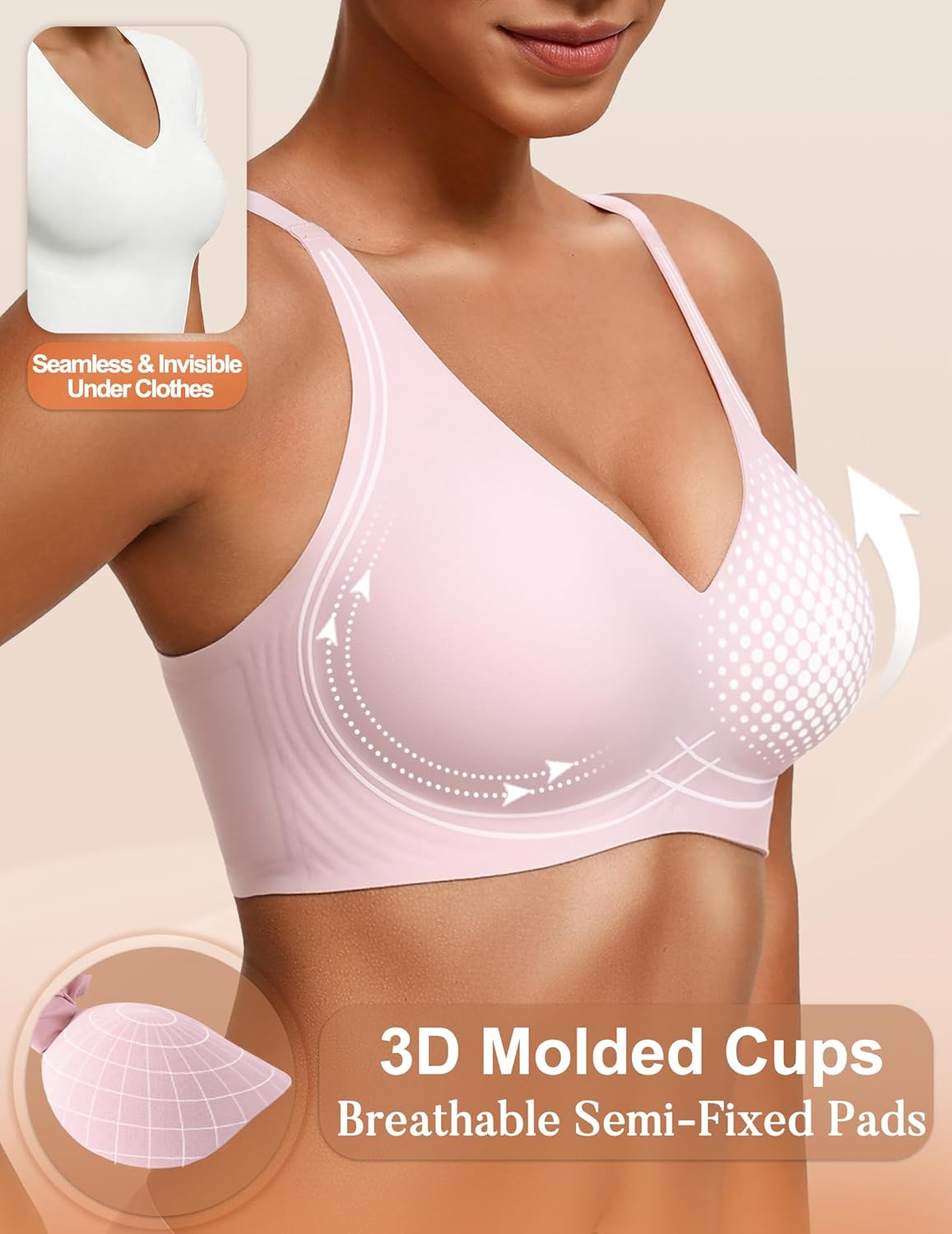 Avidlove Jelly Bras for Women No Underwire Seamless Push Up Bralettes Deep V Comfort Bra Full Coverage T Shirt Everyday Bras - Image 5