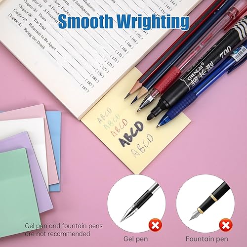 Miniatura 6 de Notas adhesivas transparentes pastel de 3 x 3 pulgadas, notas adhesivas translúcidas autoadhesivas, notas transparentes impermeables para