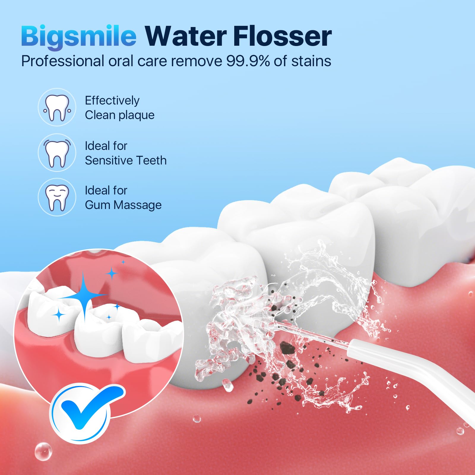 Water Flosser Safe Amígdala removedor de piedras para evitar el mal aliento, color blanco | Máquina de hilo dental portátil inalámbrica recargable de viaje, imprescindible para frenos, puentes, IPX7