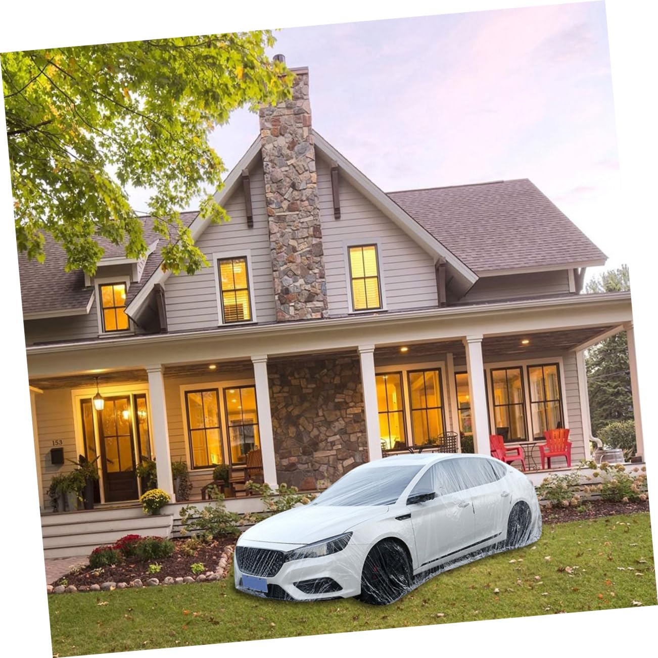 TOPPERFUN Quick-Install Car Cover Disposable Full Coverage Auto Rainproof Outdoor Cover — view 4