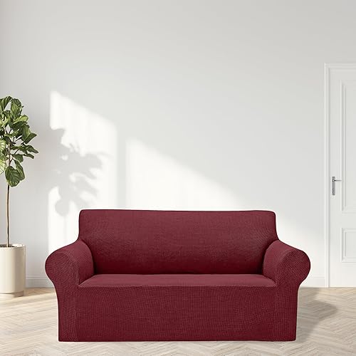Vista 97 de Cupuamon Fundas elásticas para sofá de 3 cojines, funda protectora de muebles con parte inferior elástica de tela jacquard a cuadros pequeños