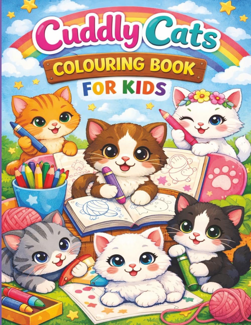 Cuddly Cats Colouring Book for Kids.