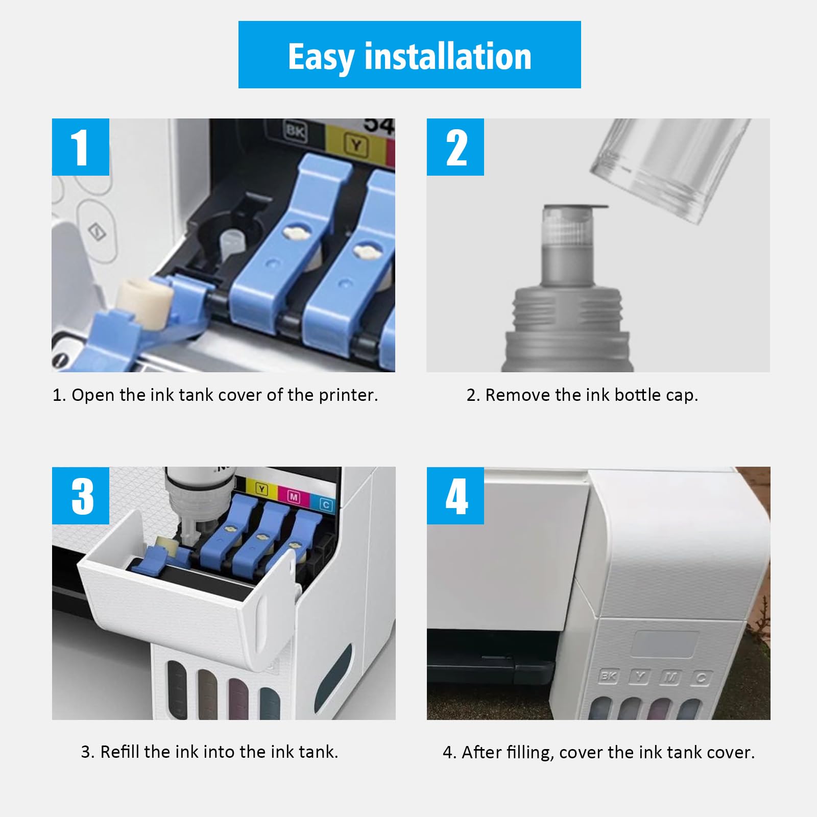 E104 Bottiglie di Inchiostro Compatibili Multipack per Stampanti ET-2710 2711 2712 2714 2715 2720 2721 2726 ET-2810 2811 2812 2814 2815 2820 2821 ET-4800 (5-Pack, 2 Nero, 1 Ciano/Magenta/Giallo)