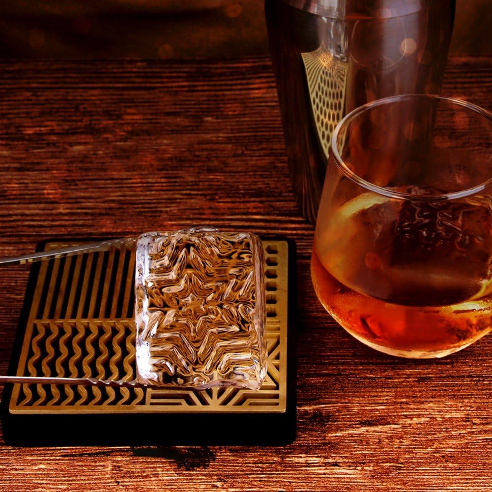 Bandeja para Estampar Hielo, Bandeja De Diseño De Hielo, Impresora De Cubitos De Hielo De Latón, Moldes De Hielo para Cócteles De Whisky, Accesorios De Barman para Estampar Cubitos De Hielo