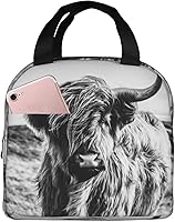 Vista 3 de VOOHDDY Bolsa de almuerzo térmica con aislamiento de vaca de las tierras altas para hombres y mujeres, contenedor reutilizable, impermeable
