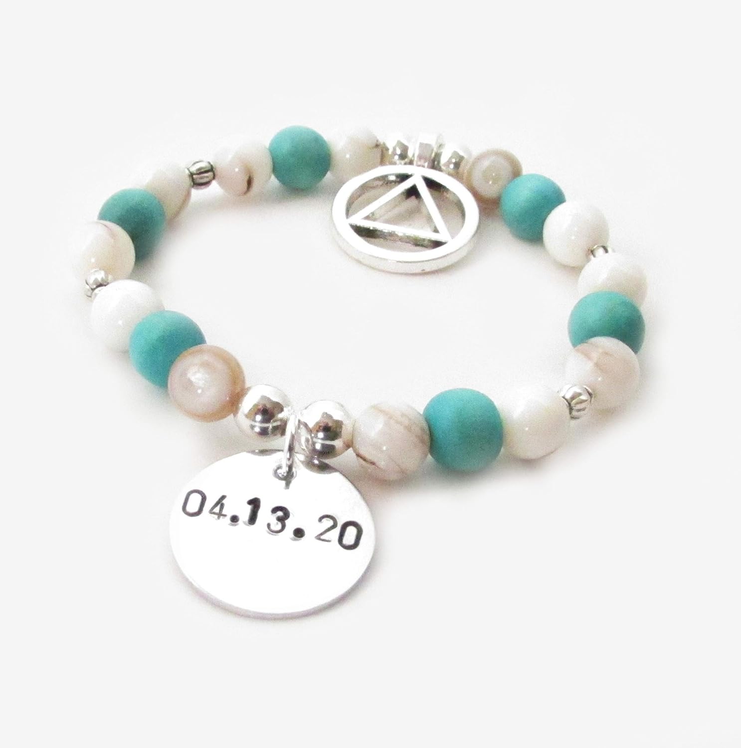 Personalized Sobriety Anniversary Bracelet with AA Charm - Supportive Gifts for Women in Addiction Recovery - Customizable Recovery Jewelry