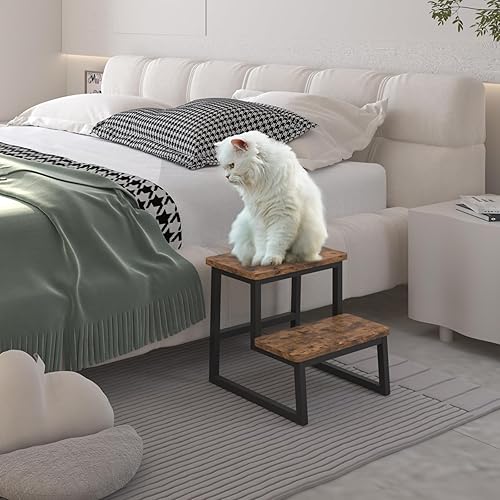 Miniatura 5 de Taburete para adultos, soporta hasta 500 libras, taburete resistente de dos pasos para Kichenbañocamas altas, marco de madera y metal, almohadillas