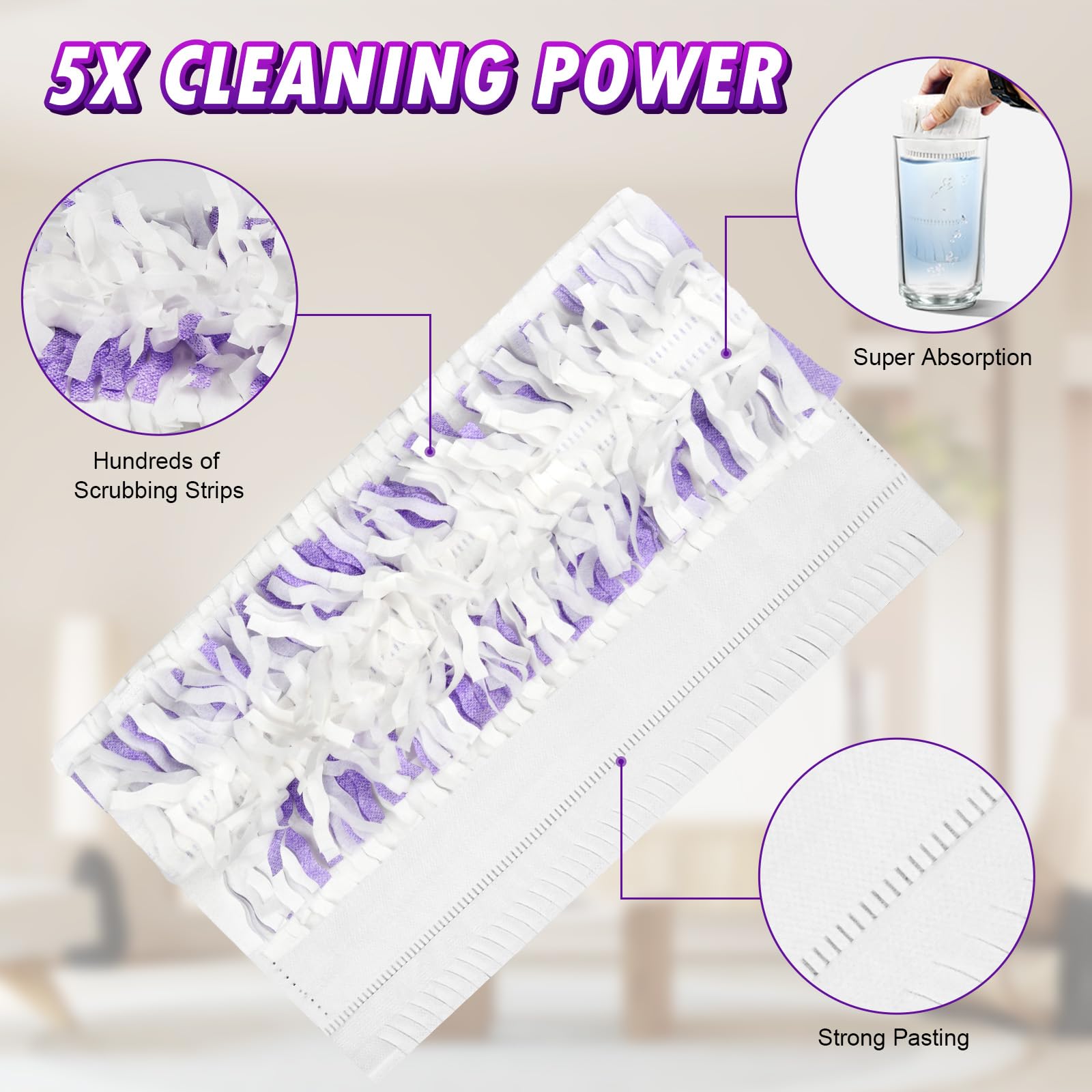 40 repuestos desechables compatibles con Swiffer Power Mop, almohadillas Powermop para multisuperficie, almohadillas para limpieza de suelos, sin perfume