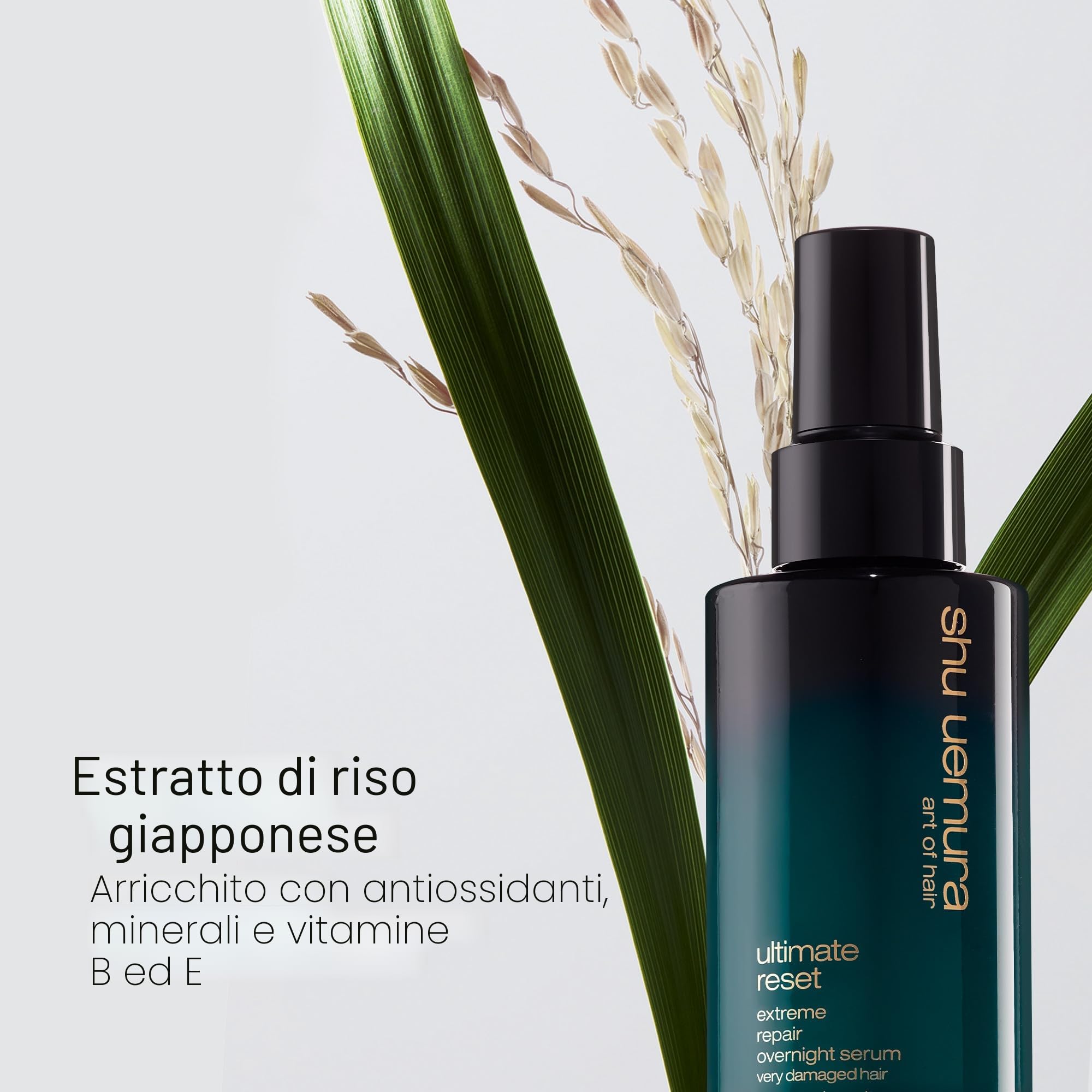 Shu Uemura Art of Hair, Siero Notte Ultra Riparatore, Idratazione Profonda, Protegge e Ripara i Capelli Danneggiati, Arricchito con Estratto di Riso e Peptidi, Ultimate Reset Overnight, 90 ml