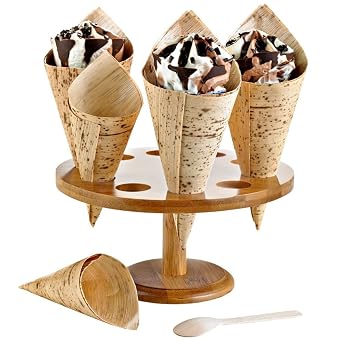 PACKNWOOD 210SBAM10 10 Holes Bamboo Cone and Temaki Display - 4.3 x 0.7in - 2 pcs