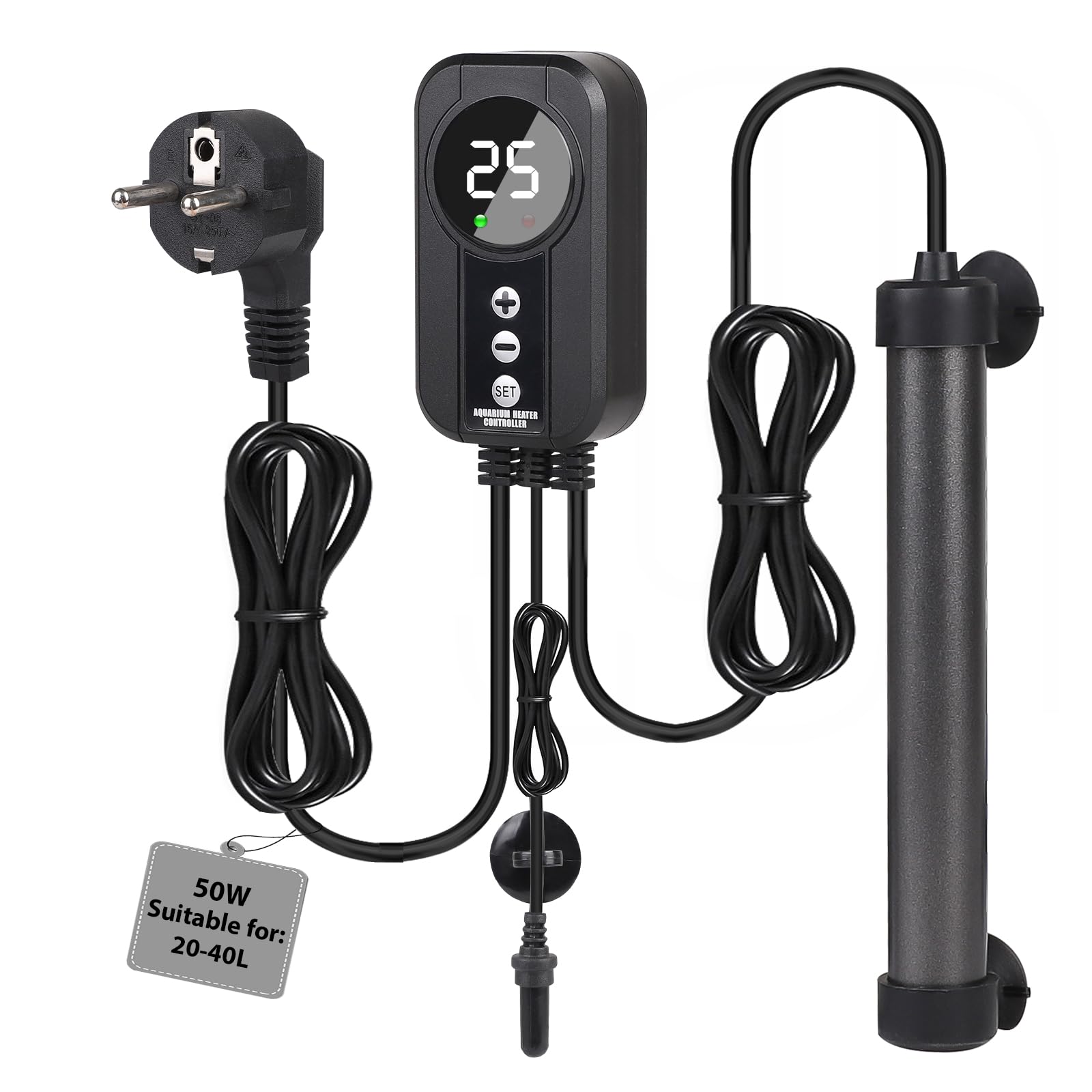 EXLECO Aquarium Heizung 50W, Titanium Aquarien Heizstab mit