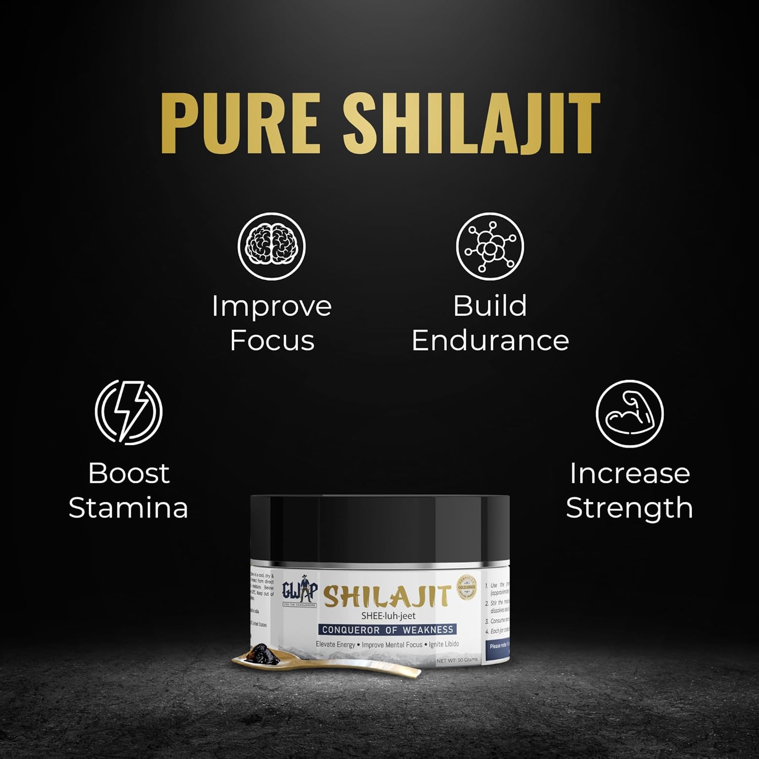 GWAP Shilajit Resin – 78% Fulvic Acid, Shilajit Resin for Energy, Stamina, and Wellness Support with Maximum Potency