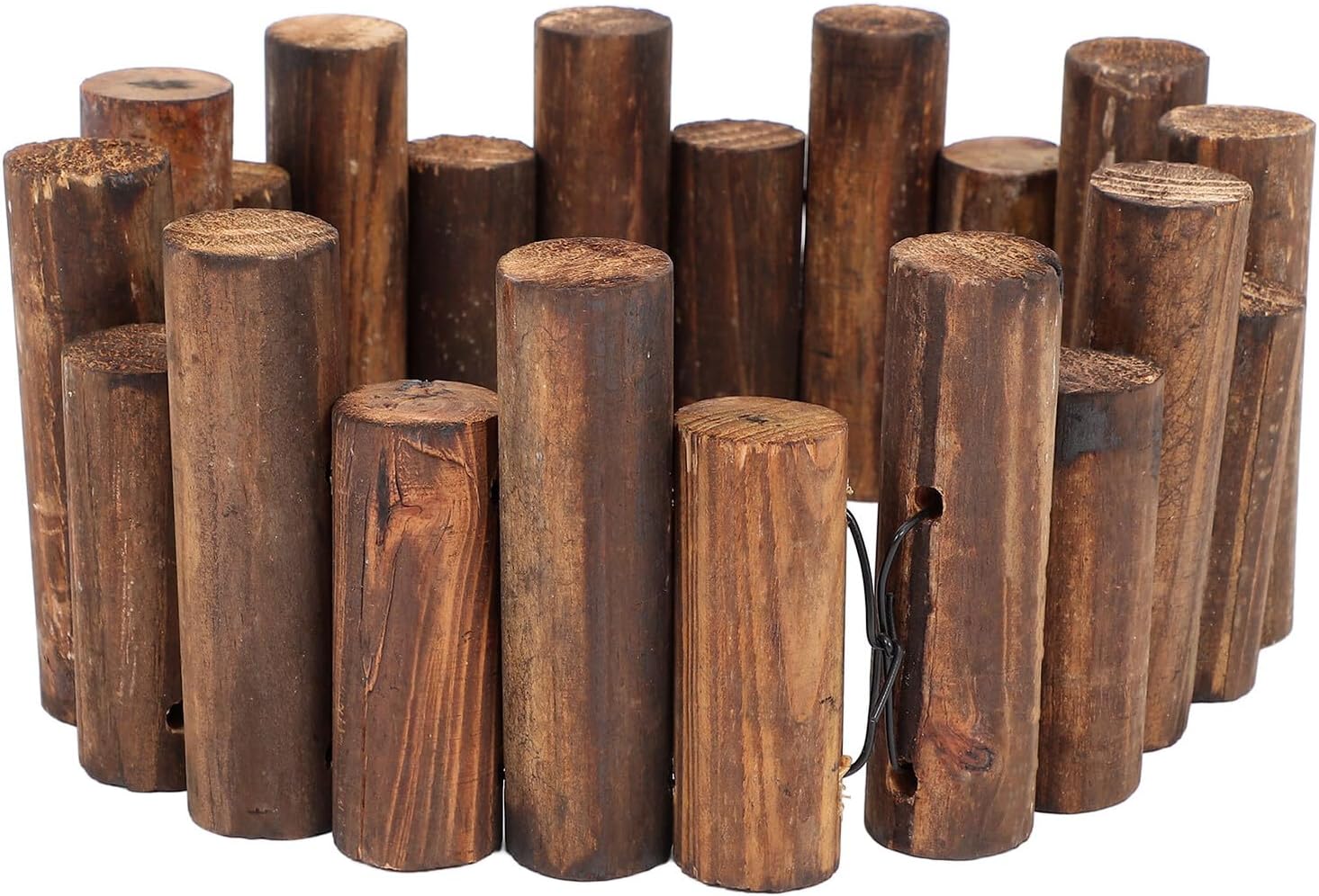 HEMOTON Wooden Garden Fence Decorative Landscaping Edging Border for Flower Beds and Lawn Borders Outdoor Patio Fence Sustainable Wood Privacy Barrier