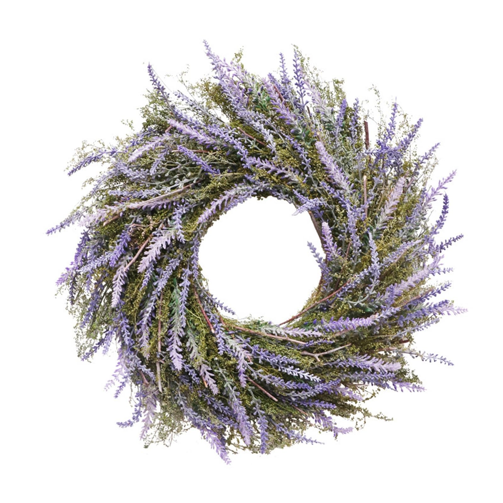 Couronne de lavande artificielle pour porte et mur sans entretien pour maison