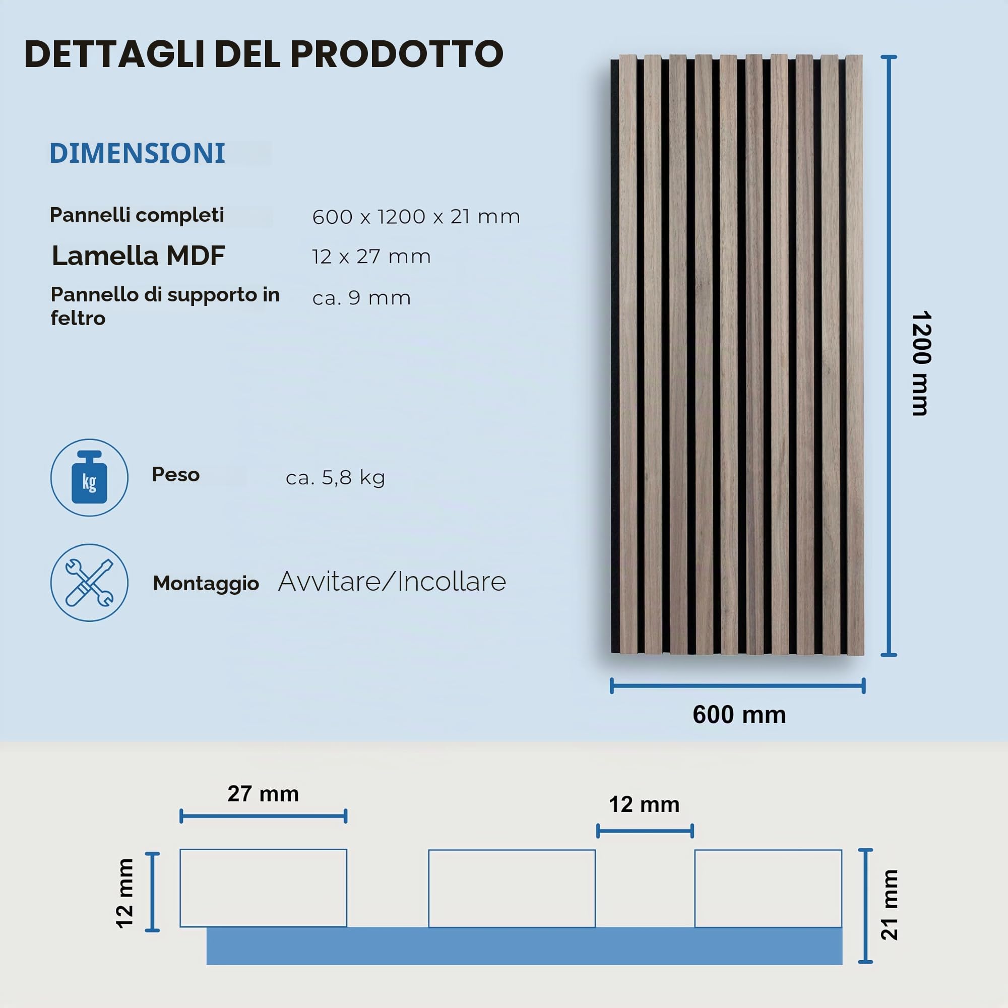 PROVISTON Pannelli acustici in legno 3D da parete in rovere naturale, 120 x 60 cm, 18 mm, pannelli in legno MDF su feltro fonoassorbente, decorazione da parete per soggiorno, camera da letto, cucina