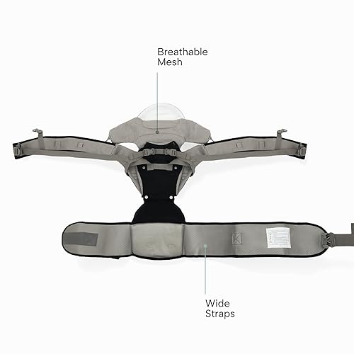 Miniatura 6 de Zomee Portabebés con asiento de cadera, malla transpirable y correas ajustables, múltiples posiciones ergonómicas de transporte para recién nacidos