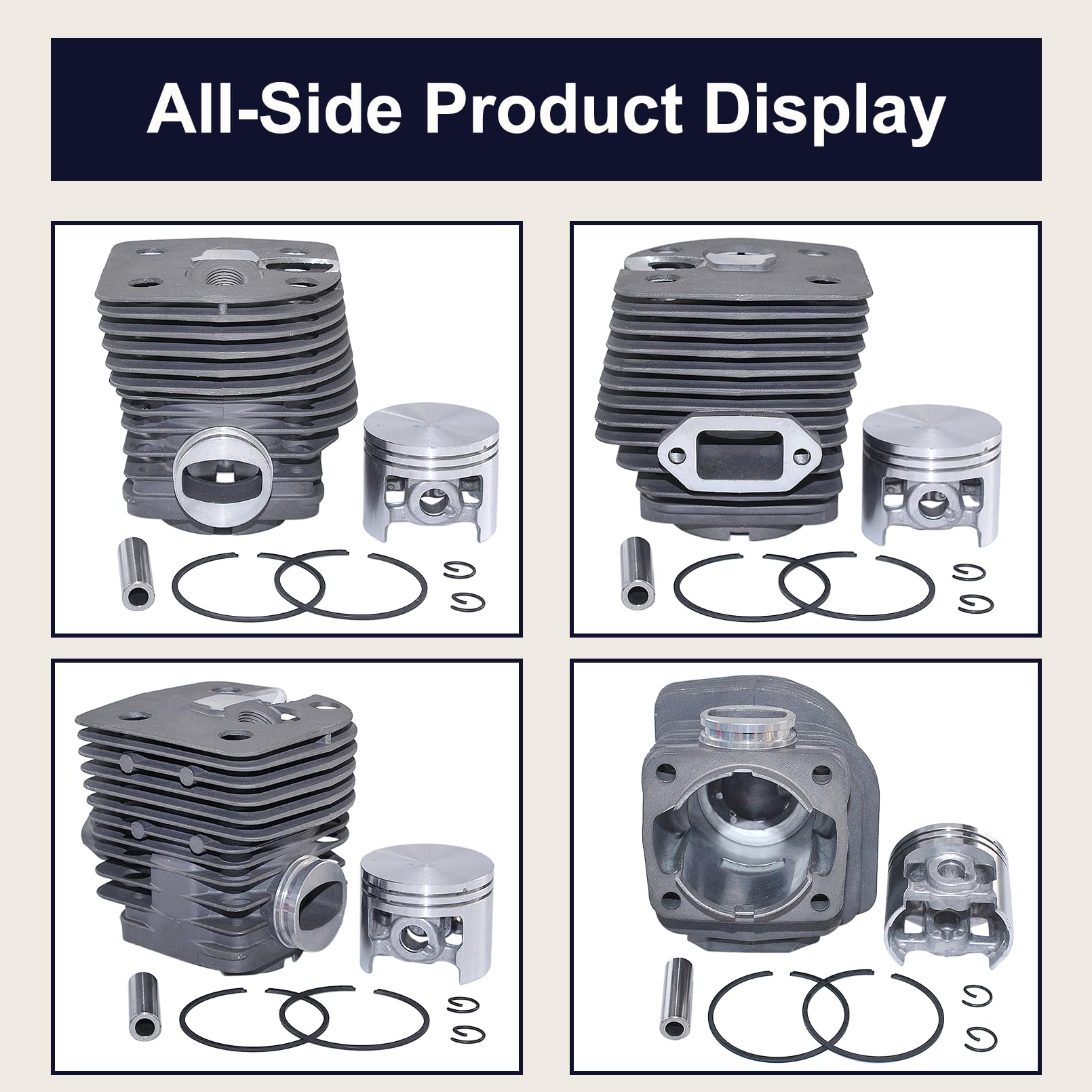 Kit Cilindro e Pistone per Stihl FS550 FS420 FS420L FS550L Ricambi Decespugliatori, Filtro Aria e Kit di Riparazione Carburatore, Sostituisce 4116 020 1215, 4116 120 1602, 4115 141 0300