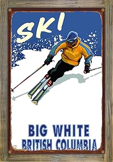 Northwest Art Mall Big White Skier Kelowna British Columbia Canada Rustic Metal Print on Reclaimed Barn Wood from Travel Artwork by Artist Paul A. Lanquist 11.5" x 17.5"