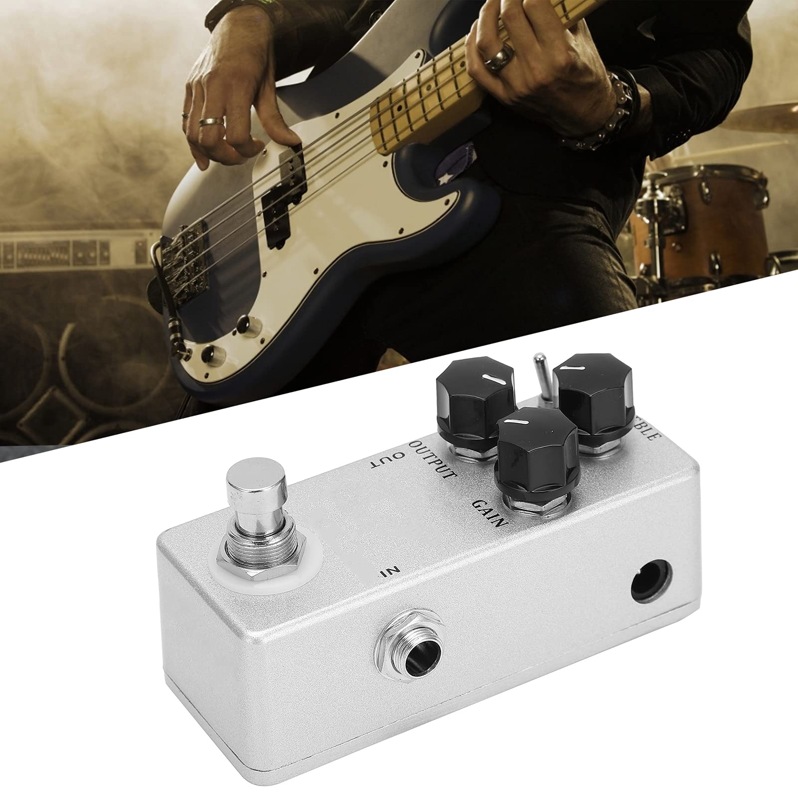 Effetto Overdrive Pedale per chitarra 2 modalità vocali Uscita acuti Guadagno Manopola di controllo Guscio in metallo Effetti per chitarra elettrica per musicisti rock metal