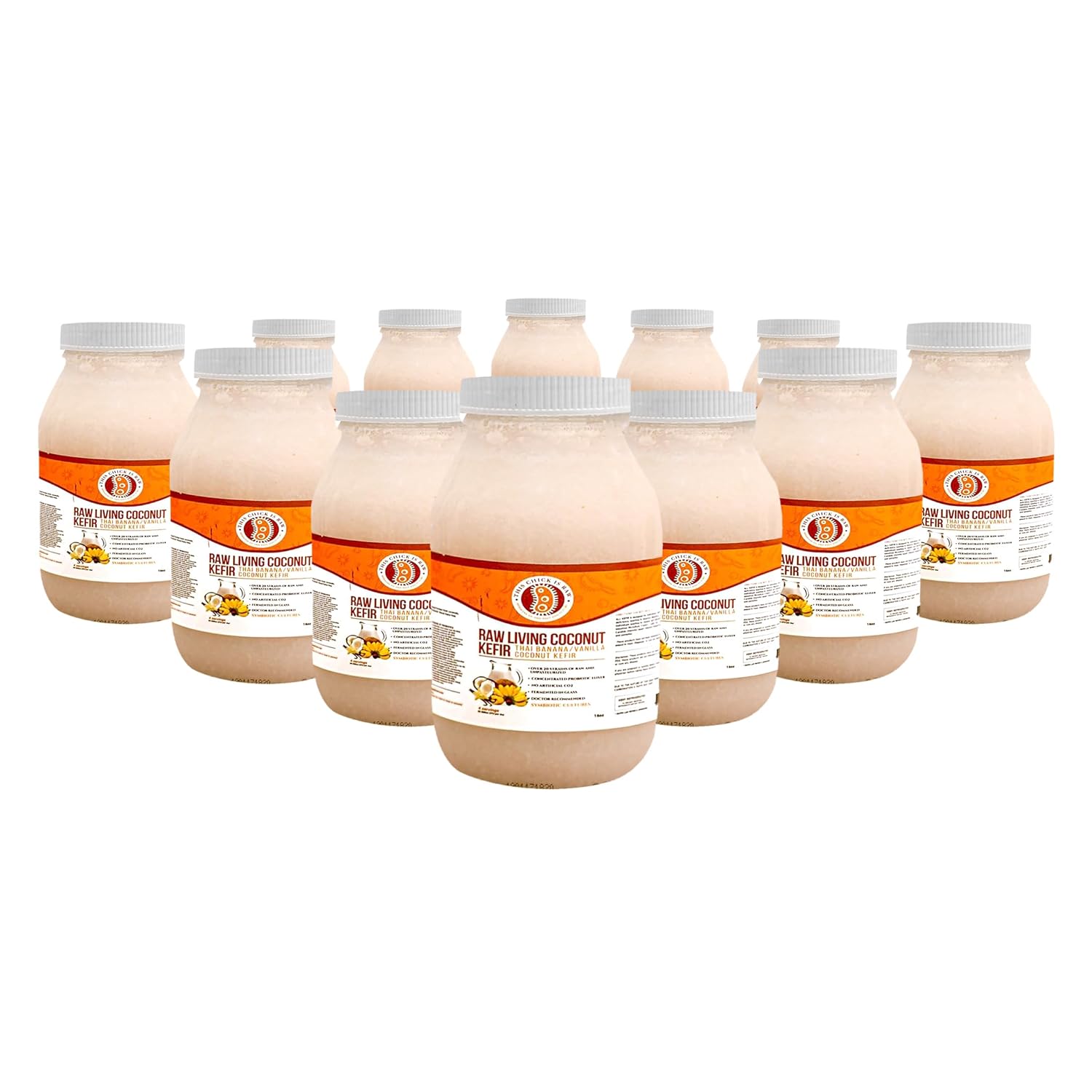 Local Thai Banana & Organic Vanilla Raw Living Coconut Kefir – 5-Day Fermented, Vegan, Probiotic-Rich Gut & Detox Support (Full Case) | by This Chick Is Raw