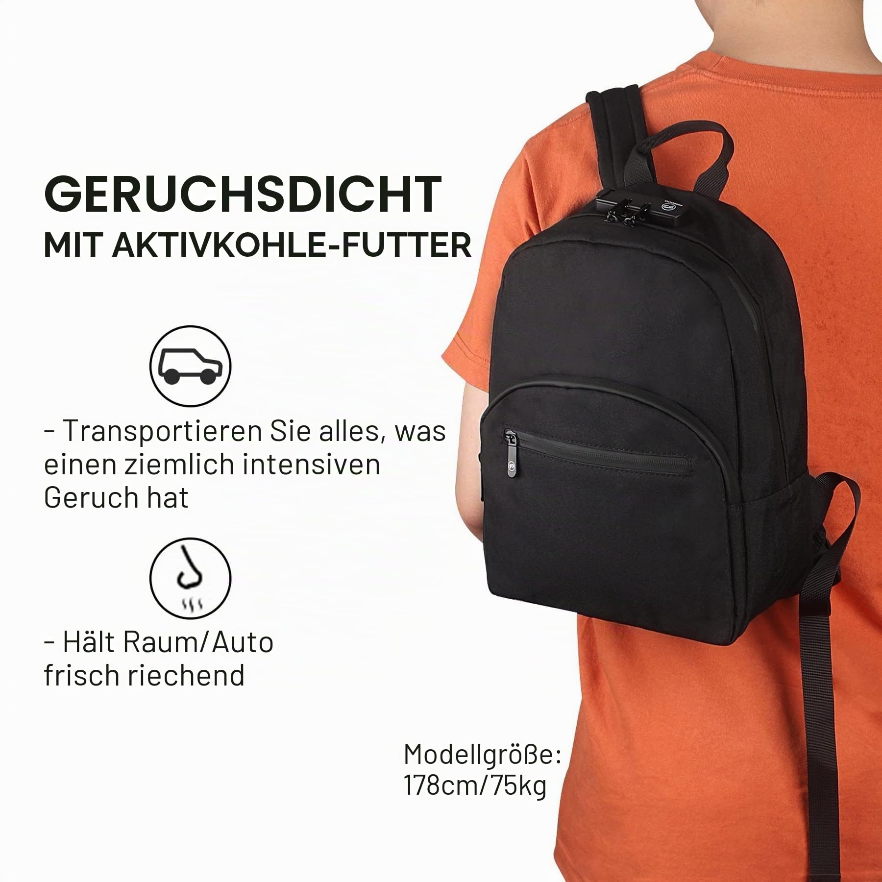 FIREDOG Mini Smell Proof Backpack with Lock for Men Women Travel