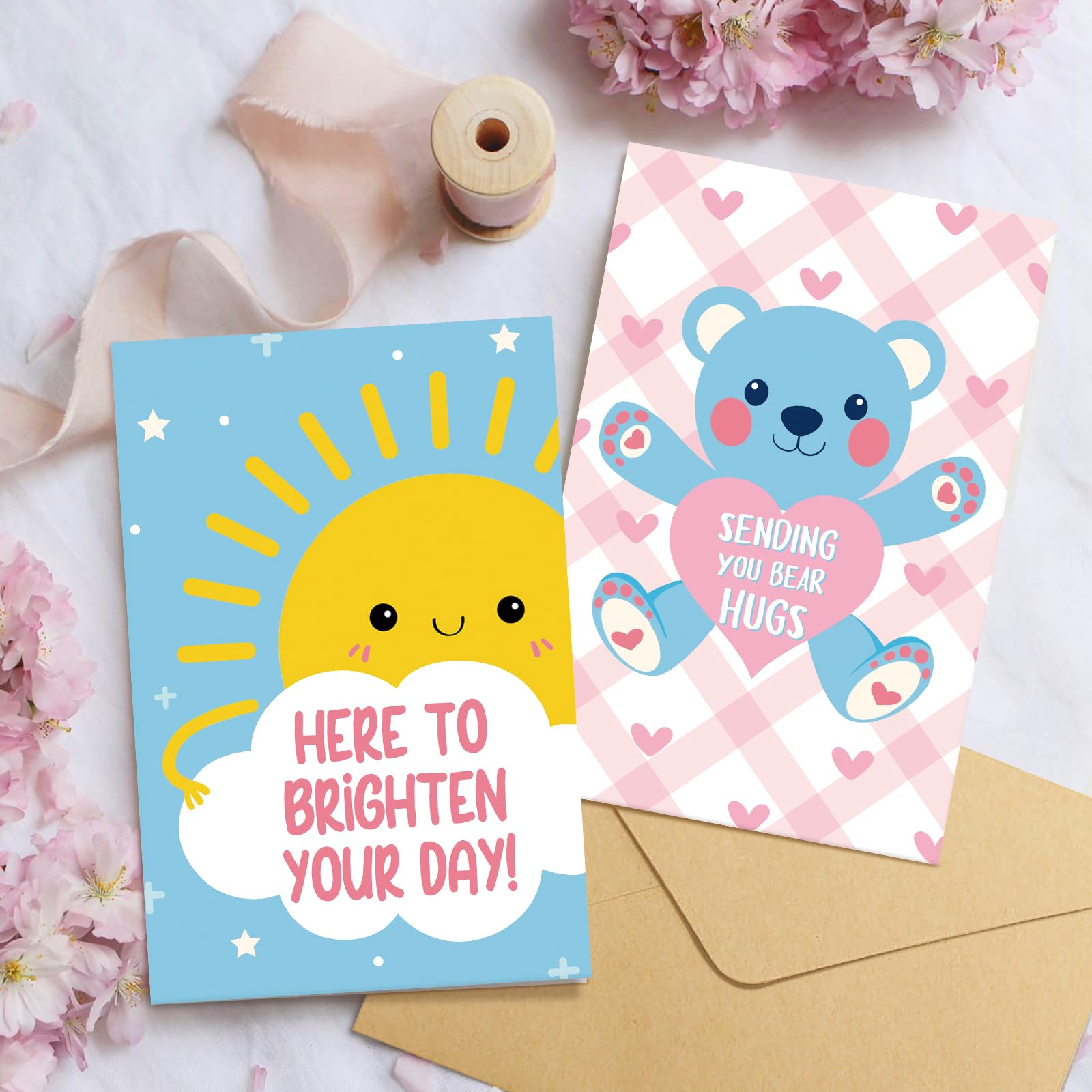 Juego de 24 bonitas tarjetas de aliento, paquete de tarjetas Sweet Thinking of You con sobres, tarjeta de apoyo colorida a granel para amigos y familiares, 4 x 6 pulgadas (6 diseños, 4 cada uno)