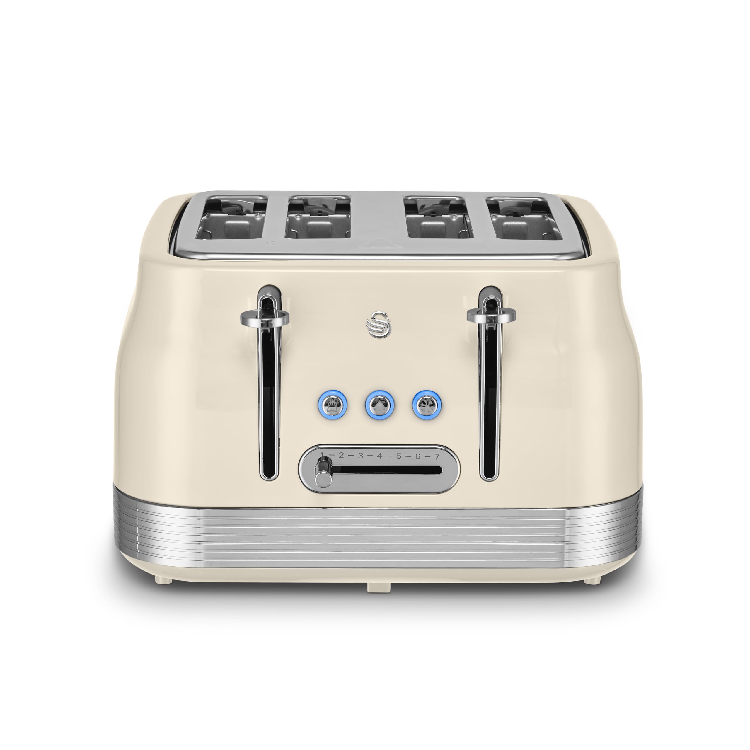Swan Retro 4-Slice Toaster 7 Browning Levels Defrost Reheat Cancel 1860W Cream