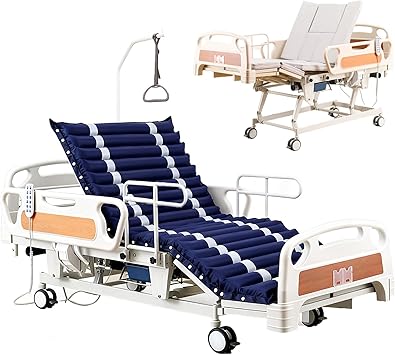 Fully Electric ICU Hospital Bed for Home Use, 18.5"-29" Height Range, Adjustable Medical Bed with Lateral Tilting, One-Button CPR Flat, 550LBS Capacity with Air Mattress 1