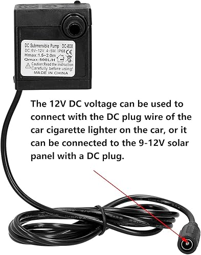 Miniatura 4 de Bomba de agua sumergible sin escobillas de 12V CC, para estanque, acuario, fuente solar, hidroponía, elevación de 3.9 ft 500LH 12V 5W bomba