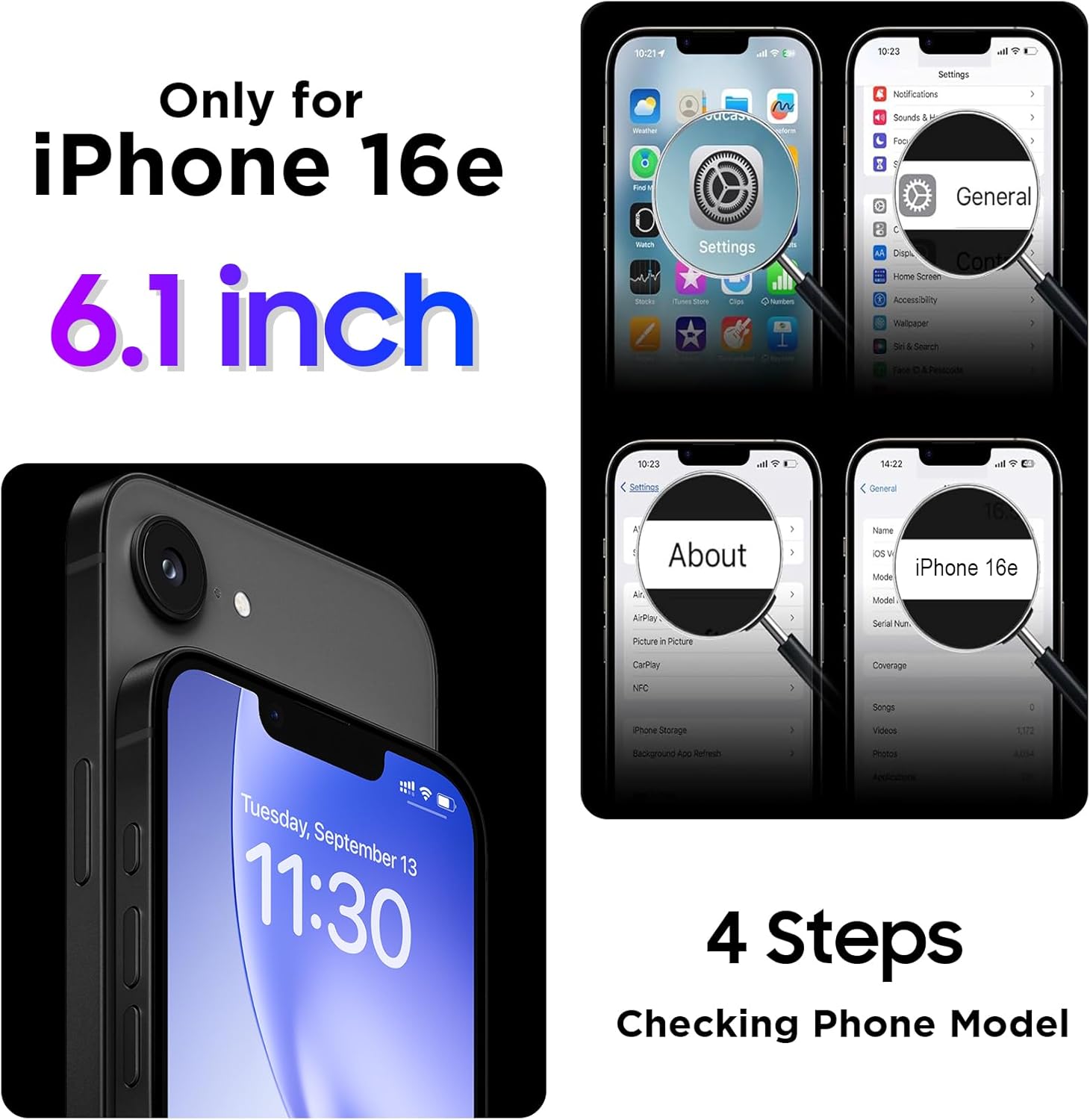 Temdan Compatible with iPhone 16e Case Waterproof, Built-in Screen & Camera Protector IP68 Underwater Full Body 16FT Military Dropproof Shockproof Phone Case for iPhone 16e 6.1"-Black/Clear - Image 7