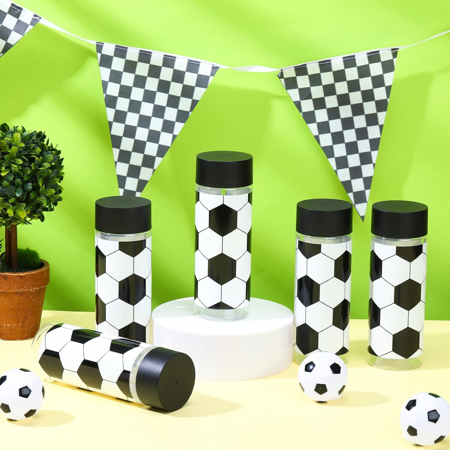 Skylety 24 Pcs Soccer Plastic Bottles with Lids 13.5 oz Soccer Team Gifts Bulk Reusable Juice Sensory Bottles Plastic Drink Container Sports Themed Birthday Party Supplies - Image 4