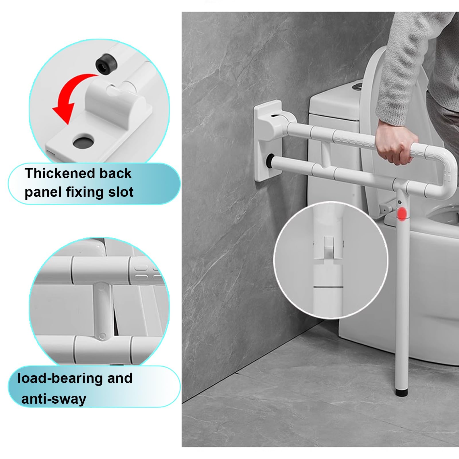 Maniglioni di Sicurezza ribaltabili per disabili, corrimano Pieghevoli a Parete per WC, Antiscivolo, salvaspazio per Anziani, disabili, Donne in Gravidanza (Giallo, 70 cm/28 pollic