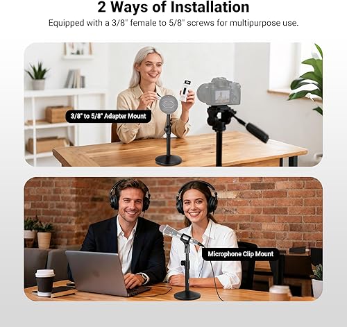 Miniatura 4 de NEEWER Soporte de micrófono de escritorio, soporte de micrófono de mesa ajustable con clip y adaptador de 38 a 58 pulgadas compatible con Blue Yeti