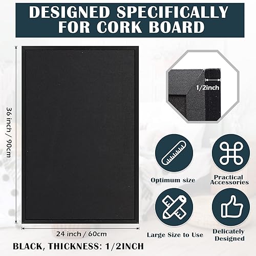 Miniatura 2 de Teling Black Cork Board 36" x 24" Large Framed Bulletin Board Notice Pin Board Wall Mounted Corkboard for School, Home, Kitchen and Office Walls