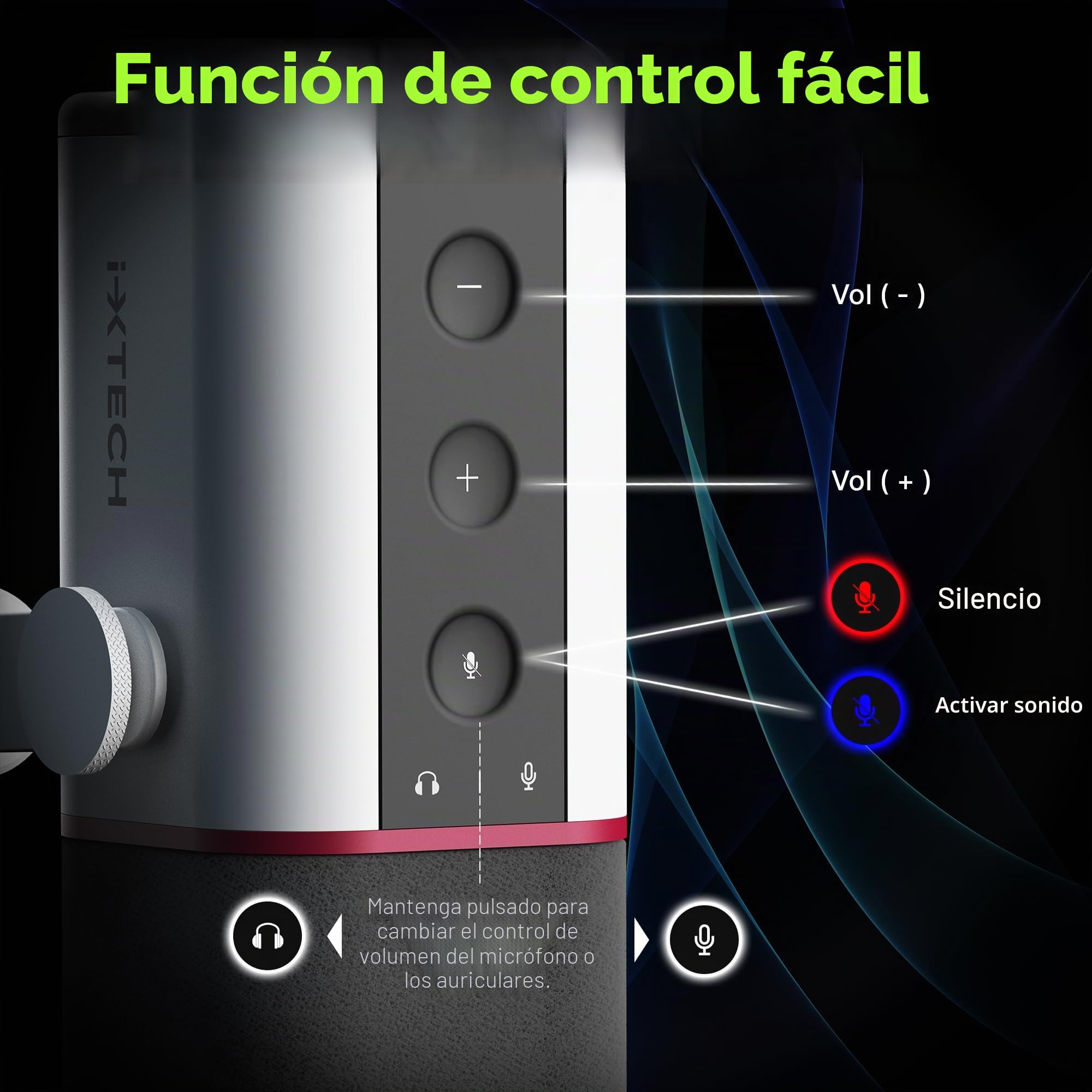 IXTECH Micrófono dinámico cardioide con cubierta de micrófono, micrófono USB XLR vocal para podcasting, transmisión, grabación, juegos y voz en off (blanco)