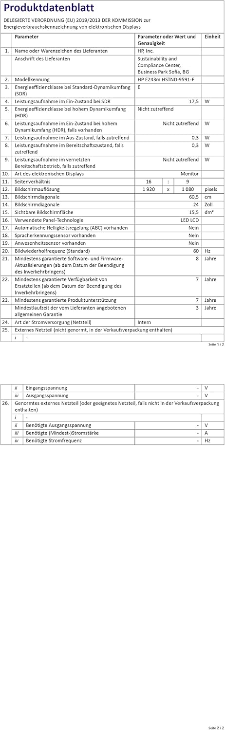 HP - PC Elite Display E243m Monitor 23.8, Casse Audio e Webcam Integrati, Display FHD IPS Antiriflesso, BrightView, Regolabile Altezza fino 150 mm, Pivoting 90°, DisplayPort, HDMI, VGA, Argento HP - PC Elite Display E243m Monitor 23.8, Casse Audio e Webcam Integrati, Display FHD IPS Antiriflesso, BrightView, Regolabile Altezza fino 150 mm, Pivoting 90°, DisplayPort, HDMI, VGA, Argento