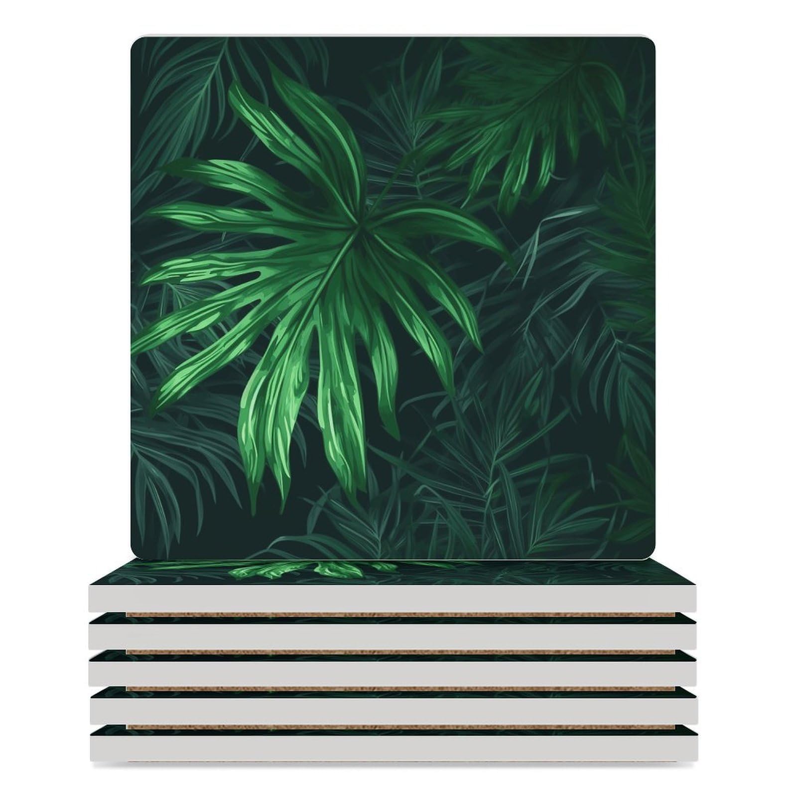 Dessous de verre verts motif jungle tropicale pour embellir votre cuisine et bar