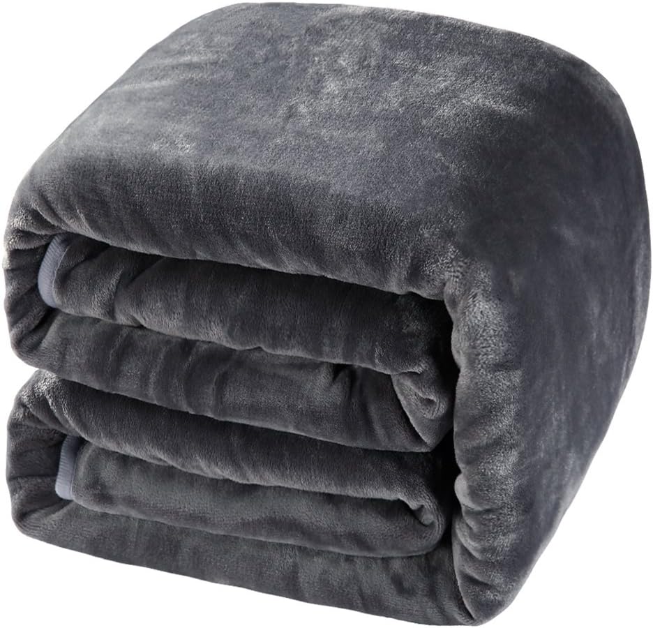 Balichun Soft Fleece Queen Blanket Winter Warm Brushed Flannel Blankets All Season Lightweight Thermal Throw for Bed, Sofa or Couch Dark Grey 90"*90"