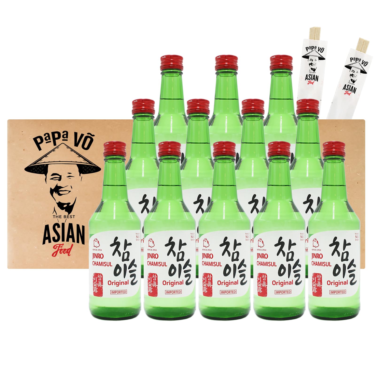 12er Pack (12x 350ml) Jinro Chamisul Classic Sake (Papa Vo®)