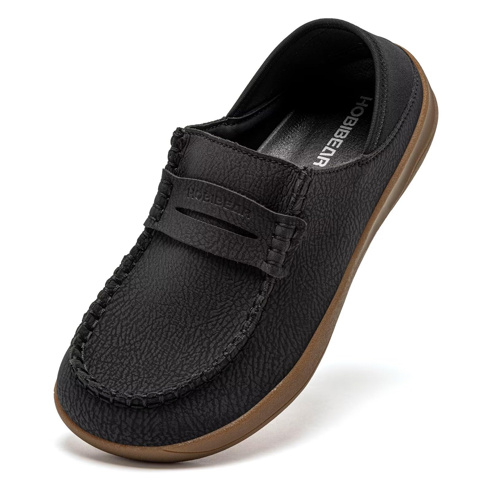 HOBIBEAR Damen Leder Mary Jane Flats | Weite Zehenbox & Barfußschuhe | Breite Komfortschuhe