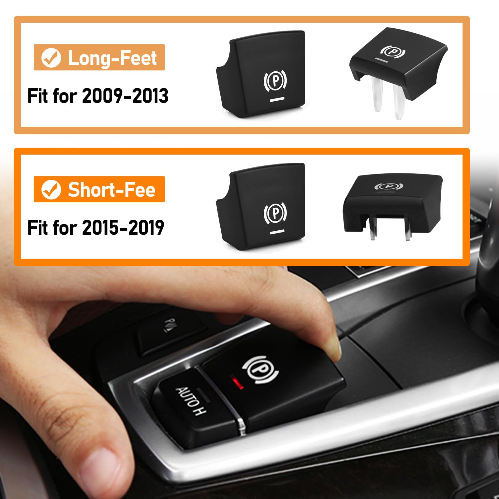 TTCR-II 1PC Compatibile con BMW F10 Interruttore Freno a Mano F02 F07 F10 F12 F15 F16 F25 F26 Interruttore Parcheggio 2012-2019 Pulsante Freno serie 5/6/7 serie/X3/X4/X5/X6 Pulsante Parking(Corto)