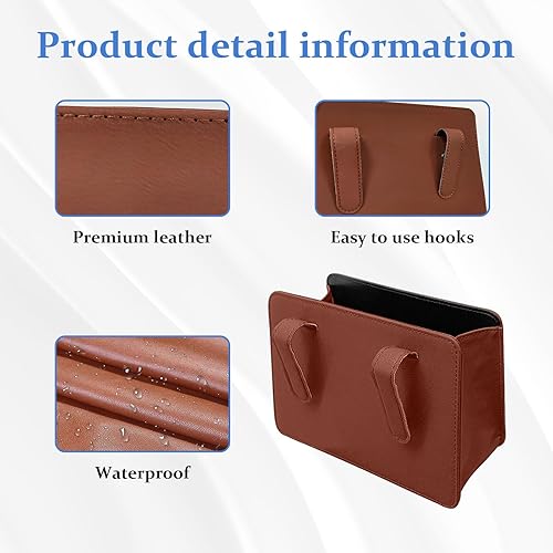 Miniatura 3 de Augeny Cubo de basura plegable de cuero impermeable con un rollo de bolsa de basura, mini contenedor multifuncional para almacenamiento automático