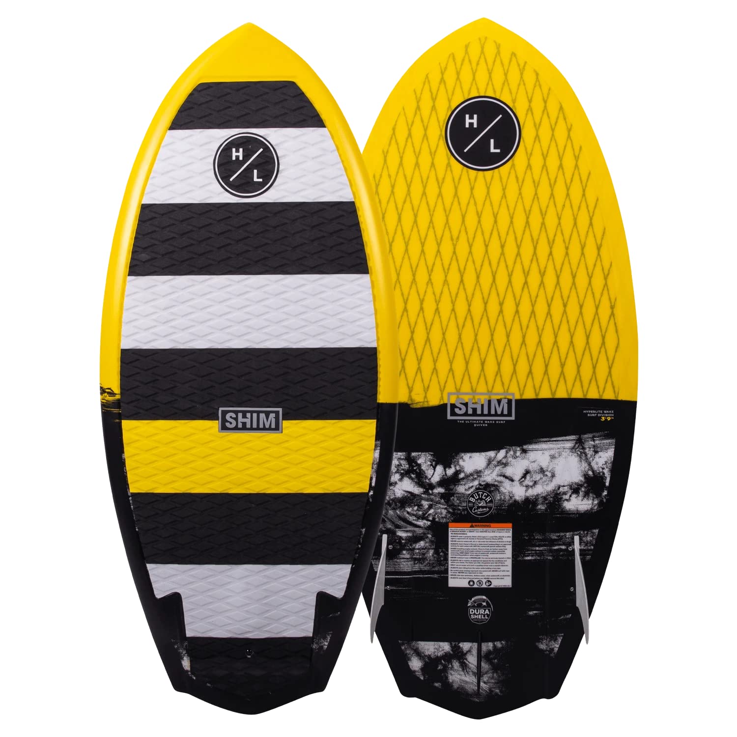 Hyperlite Shim Junior Fiberglass All Around Wakesurfer Board for Intermediate to Advanced Riders with Fast Rocker, Yellow and Blac