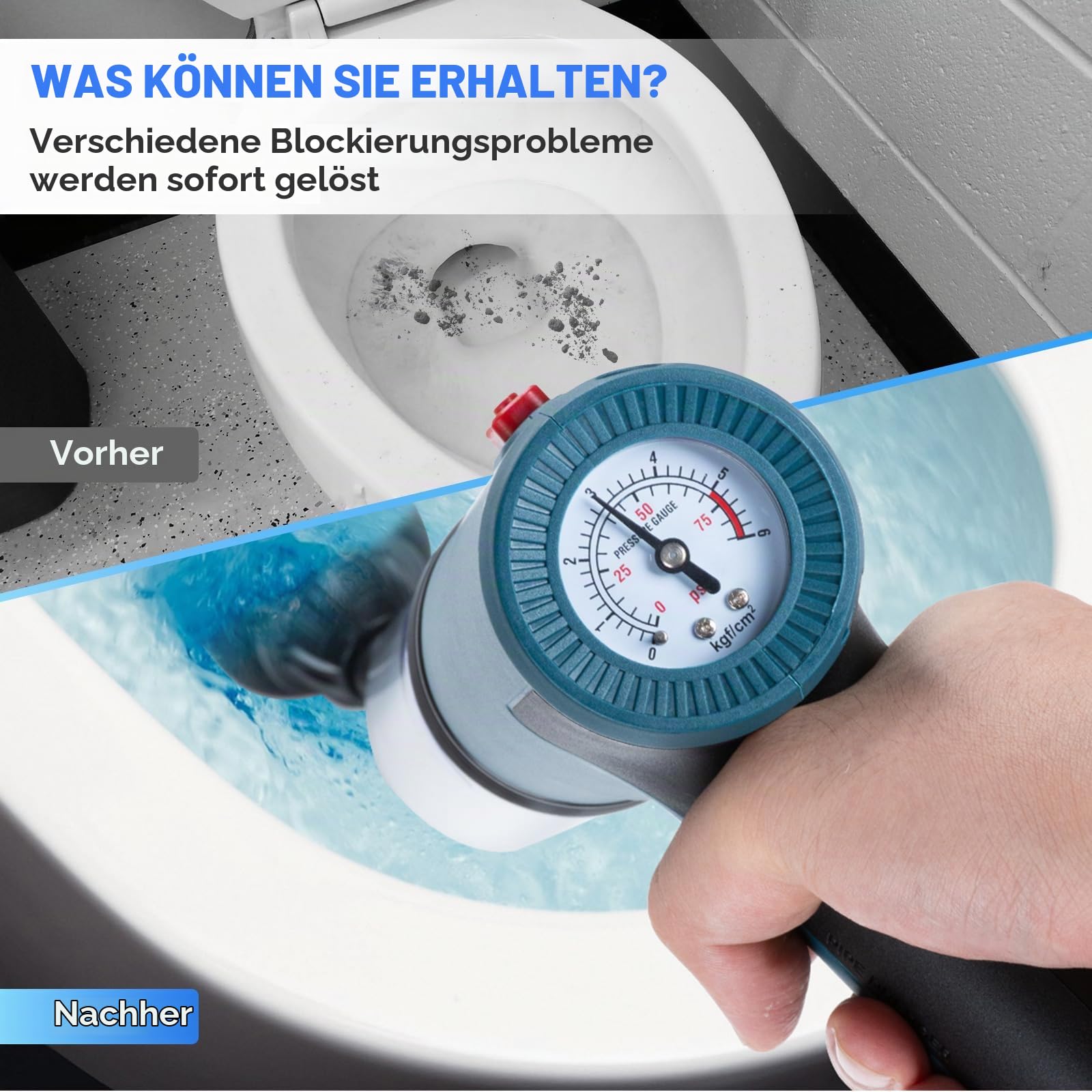 Elektrischer Abflussreiniger Pömpel WC-Saugglocke, mit 360° drehbarem Kopf, Strapazierfähig Vielseitiger Toilette Pömpel mit 3 austauschbaren Köpfen für Toiletten/Badewannen/Waschbecken/Kanalisatio