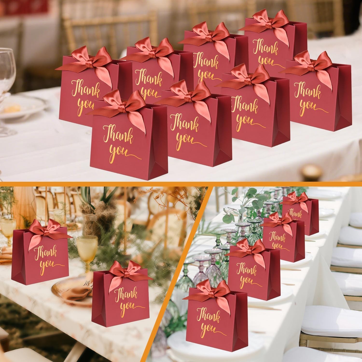 60Pack Small Thank You Gift Bags, 4.5x1.8x3.9 Inches Red Mini Paper Gift Bags Bulk with Ribbon For Wedding Candy favor Birthday Party Favor Baby Shower Anniversary