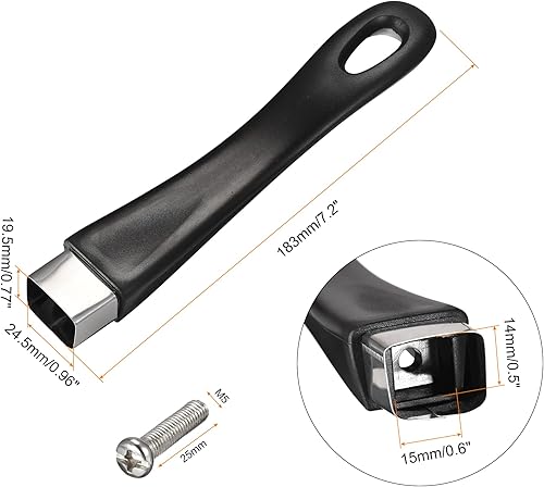 Miniatura 2 de MECCANIXITY Mango de repuesto para cacerola, color negro, 7.205 in, 7.2 pulgadas, con tornillo, antiadherente, utensilios de cocina, mango de acero