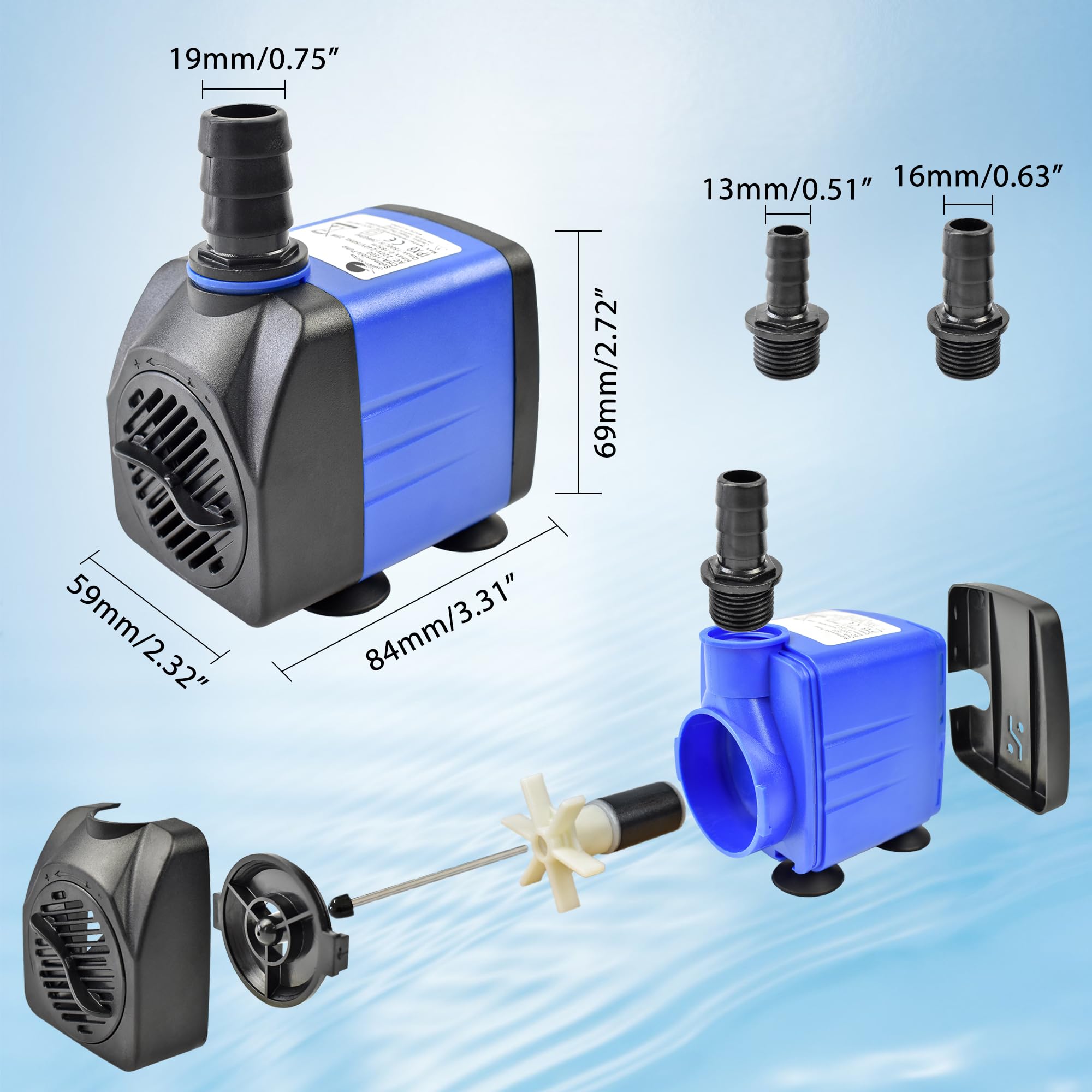 CHANCS Pompa sommergibile 25 W 396 GPH AC 220 V pompa fontana per fontane esterne