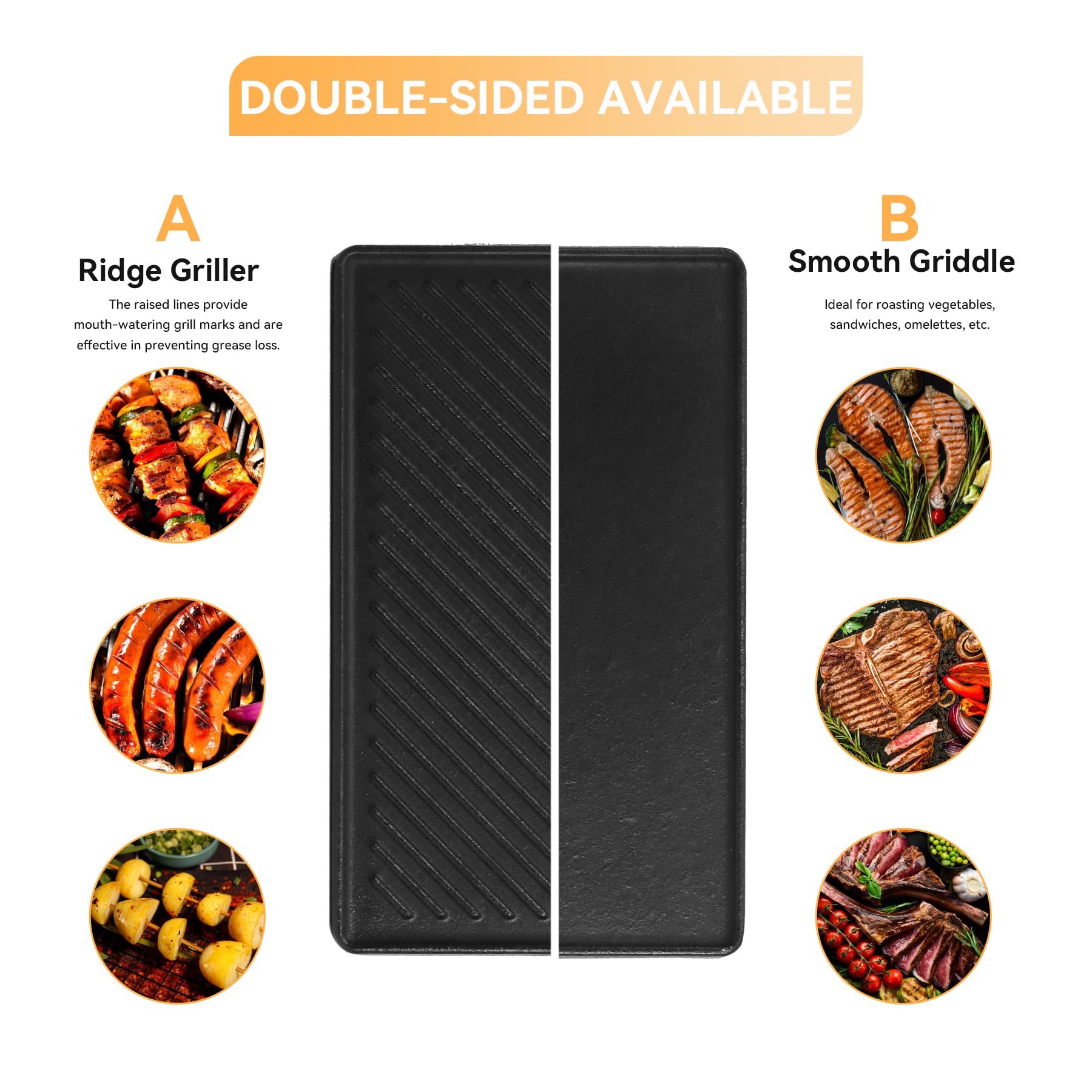 43x32 cm Pro 4 Grillplatte für Enders Boston Pro 4, Enders Monroe PRO 4, Landmann Triton 3 und 4 Brenner, Grillplatte Gusseisen, Gussplatte für Enders Boston 6 & 4 Grillrost