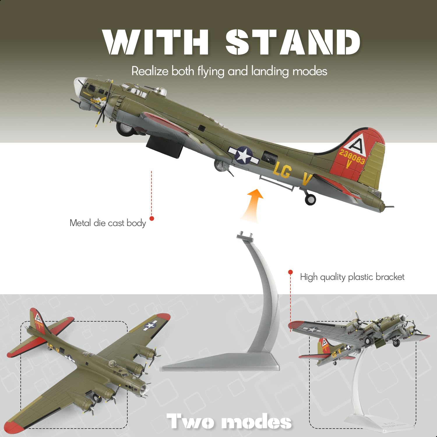 Amazon.com: SEBUNAS 1/72 Scale B-17 Flying Fortress Fighter Model